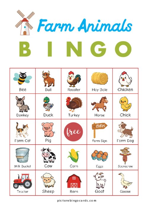animal bingo cards