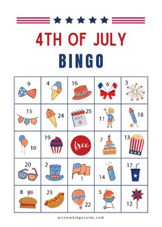 4th July Picture Bingo