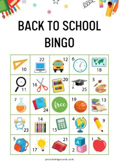 Free printable Back To School Bingo cards