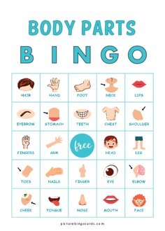 Printable Body Parts Bingo
