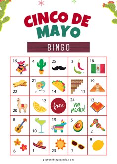 Cinco De Mayo Picture Bingo