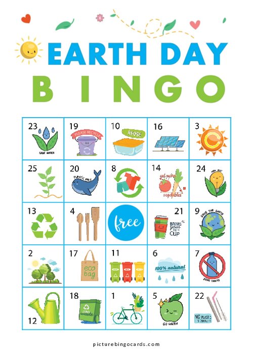 Earth Day Picture Bingo