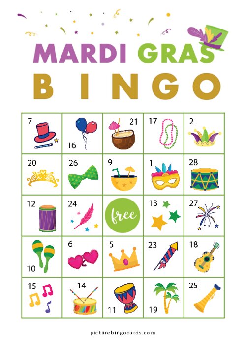 Mardi Gras Bingo