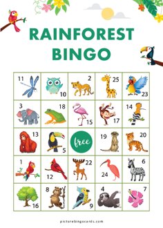 Printable Rainforest Bingo